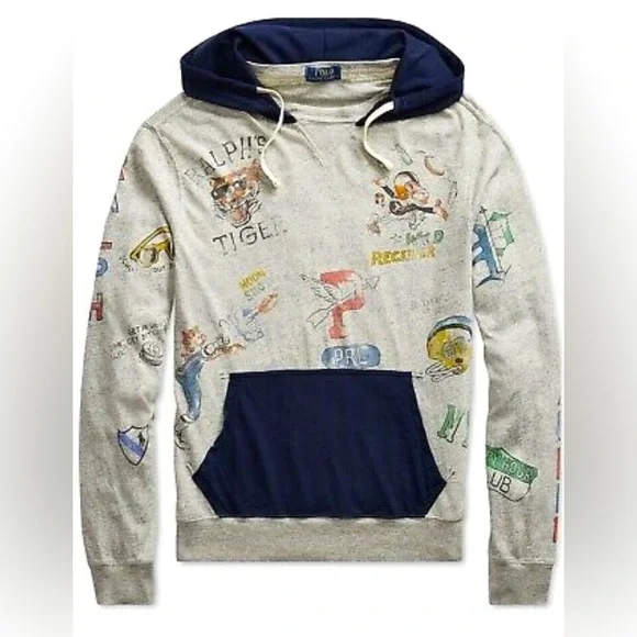 Polo Ralph Lauren Mens Yale Tiger University Graphic Hoodie Shirts